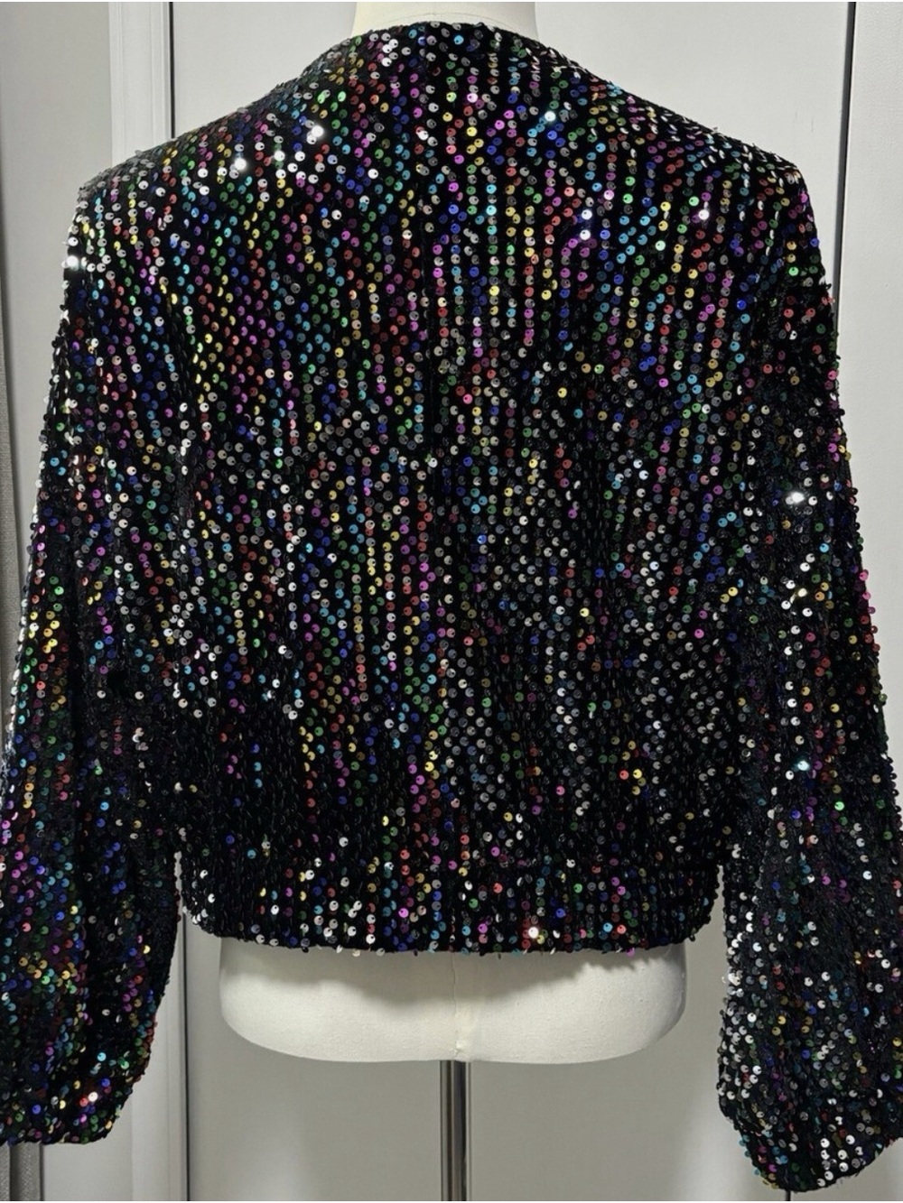 12th Tribe Ozzy Multi Sequin Zip Up Bomber Jacket - Picture 5 of 6